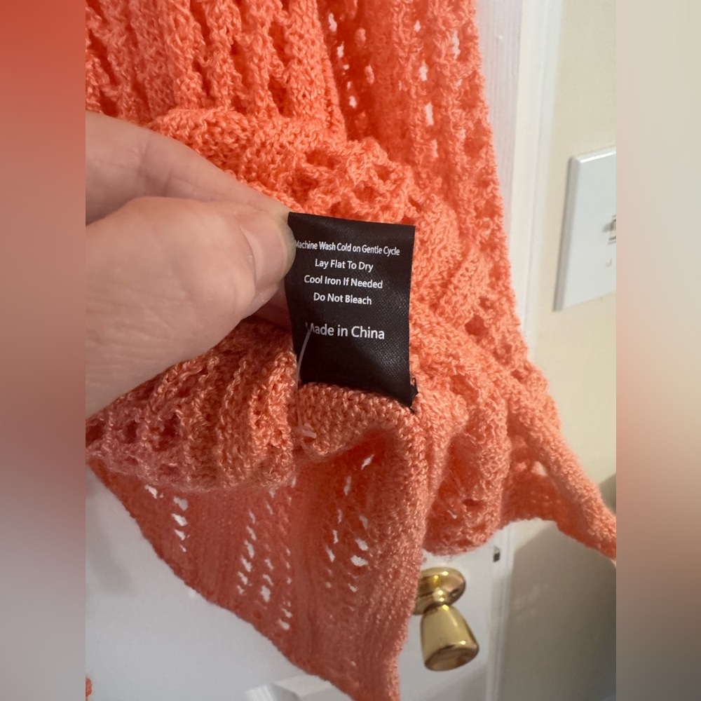 POL Open Knit Oversized Sweater Orange Oversized Small - Picture 6 of 10